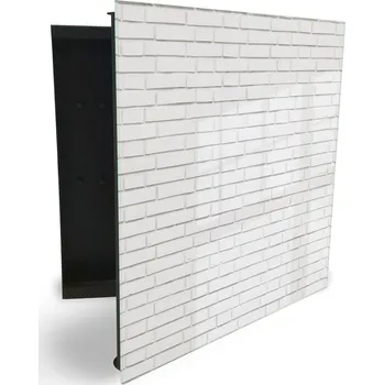 Skříňka na klíč Glasdekor skříňka na klíče - bílá cihlová zeď Otevírání: Pravé, Barva skříňky: Bílá