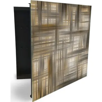 Skříňka na klíč Glasdekor skříňka na klíče - šedo hnědá abstrakce Otevírání: Levé, Barva skříňky: Bílá