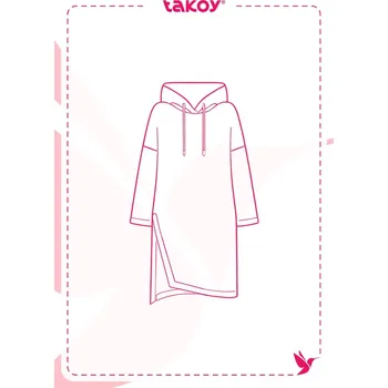 Střih PDF dámské asymetrické teplákové šaty Brianna-56-60