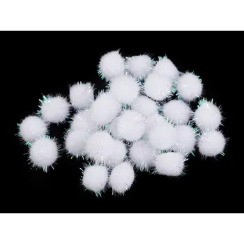 Bambulky s lurexem Ø15 mm, malé, 1 bílá