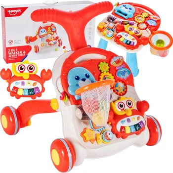 Dětské chodítko Haunger 2v1 s hracím stolečkem Active Table červené