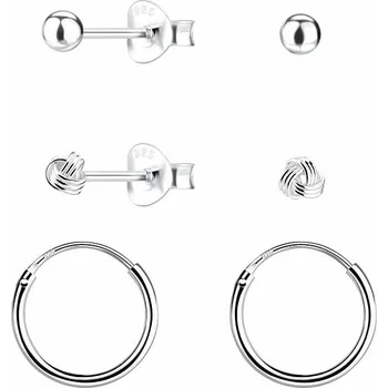 Náušnice Nefertitis 34047 Stříbrné náušnice pecky a kruhy základní set 3 - 12 mm, 1,32 g
