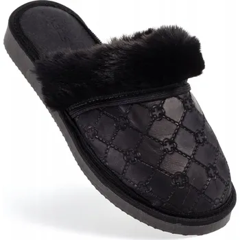 Dámské pantofle Teplé dámské Pantofle z nubukové kůže s reliéfním vzorem 36-41 PanSzew