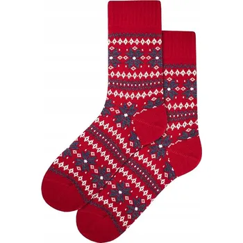 Dámské ponožky GATTA PONOŽKY HRUBÉ VLNĚNÉ ZIMNÍ VÁNOČNÍ ČERVENÉ VZ.955 VELIKOST UNI