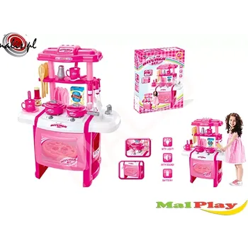 Dětská kuchyňka Růžová dětská kuchyňka na baterie se světlem a zvukem