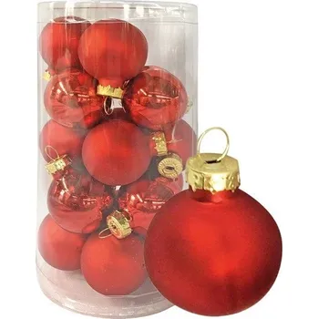 Vánoce Sada skleněných baněk 3 cm - červená - 20 ks - 3582