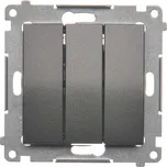 Tlačítko zapínací 3 násobné, řazení 1/0+1/0+1/0, 10 AX / 230 V~,, Simon 54 DP31.01/48, antracitová metalizovaná