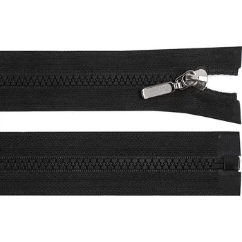 Zip Kostěný zip No 5 délka 60 cm s ozdobným jezdcem, malé, 322 černá