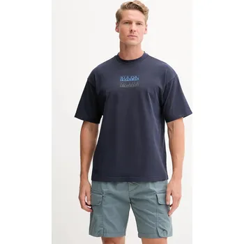 Pánské tričko Bavlněné tričko Napapijri S-Cortona tmavomodrá barva, s potiskem, NP0A4ILQ1761 59X, vel. XL