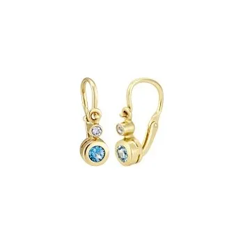 Náušnice Dětské náušnice zlato Lucky se světle modrým zirkonem