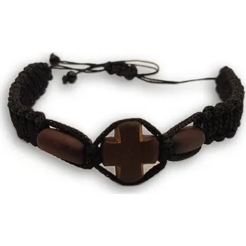 Náramek Řecký Pletený Modlitební Náramek s Třešňovým Křížem