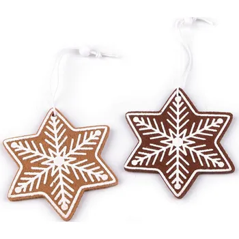 Vánoční dekorace Vánoční perníčky k zavěšení filc Balení: 4 ks, Varianta: 1 hnědá přírodní hvězda - 8596475426169