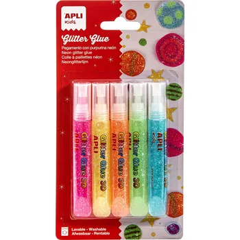 Průmyslové lepidlo Třpytivé lepidlo Apli Kids - 5 fluorescenčních barev