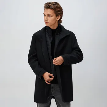 Dámský kabát Reserved - Dlouhý kabát ze směsi vlny - černý - 7140H-99M - 7140H-99M-S