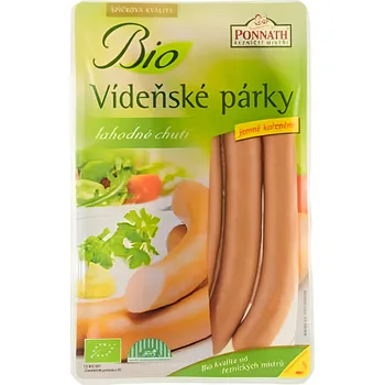 párek, klobása, špekáček Ponnath BIO Vídeňské párky (84% masa) 200g