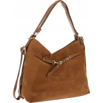 Kabelka Dámská semišová kabelka Shopper Worek batoh 2v1 Prostorná 88026 Hnědá