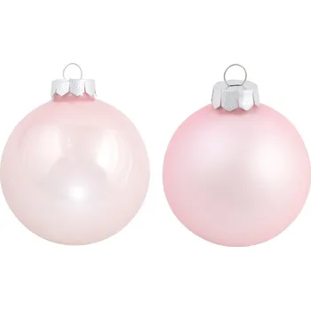 Vánoční dekorace Sada vánočních baněk Lovely Magnolia, růžová, sklo, 12 ks 12264P812