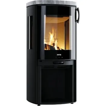 Krbová kamna HETA Icon-Line Moderna boční prosklení šedý lak a horní deska mastek