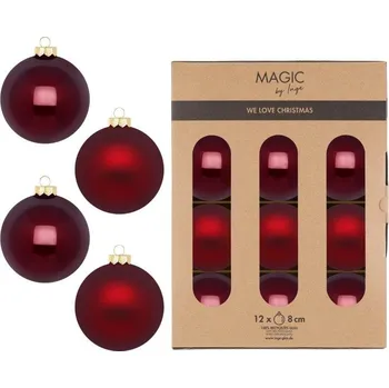 Vánoční dekorace Sada vánočních baněk Smooth Port, burgundy, sklo, 12 ks 16392P812
