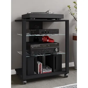 Televizní stolek Vcm Hifi-stojan Folas s kolečky, černý