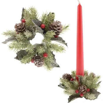 Vánoční dekorace Přízdoba na svíčku 13x13x5cm, s glirty