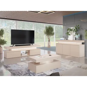 Obývací stěna Sestava do obývacího pokoje HYDA 1 - písková béžová + LED osvětlení ZDARMA