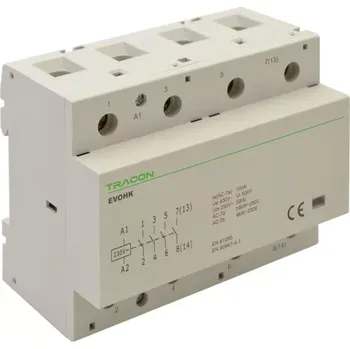 Stykač Tracon EVOHK4-100 Modulární stykač 230V, 50Hz, 4 Mod, 4×NO, AC1/AC7a, 100A, (Tracon EVOHK4-100)