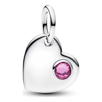 Přívěsek Přívěsek PANDORA Gravírovatelné srdce s růžovým krystalem 794295C10