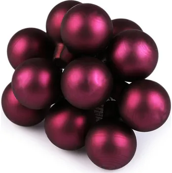 Vánoční dekorace Vánoční skleněná baňka na drátku Ø2 cm - mat a lesk, barva 16 pink mat