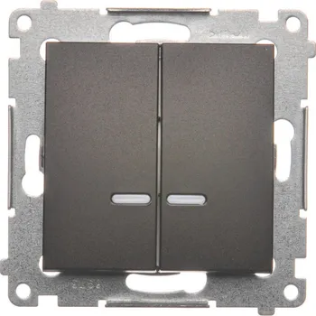 vypínač Vypínač sériový s podsvětlením, IP44, řazení 5So, 10 AX / 230 V~,, Simon 54 DW5BL.01/46, hnědá metalizovaná