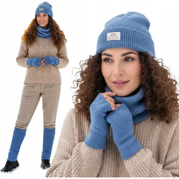 Pokrývka hlavy Pako Jeans sada: čepice, nákrčník (rolák), rukavice, univerzální velikost, modrá