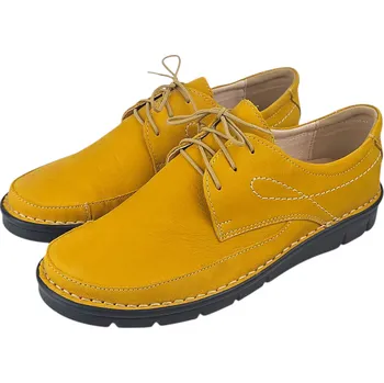 Pánské polobotky JP 90 - 15 - 10 Pánské zdravotní kožené polobotky / tenisky – celokožené, žluté, s podporou kleneb, doprodej 43