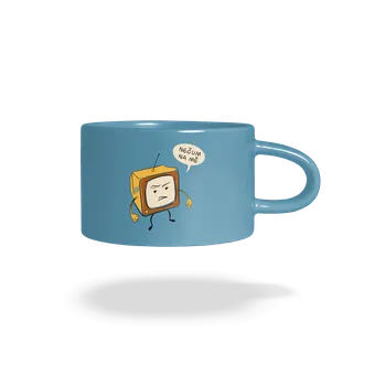 Bastard Nečum na mě hrnek makronka Blue Macaron