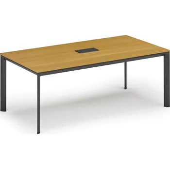 Psací stůl B2B Partner Jednací stůl PRIMO INVITATION, 200x100 cm, buk + stolní zásuvka TYP I, černá