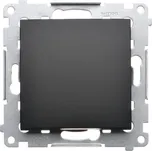 Vypínač střídavý, bez piktogramu, řazení 6, 10 AX / 230 V~, bezšroubové, Simon 54 DW6.01/X/49, černá metalizovaná