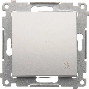vypínač Tlačítko zapínací “světlo”, řazení 1/0, 16 AX / 230 V~, šroubové, Simon 54 DS1A.01/43, stříbrná metalizovaná