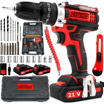 Aku Šroubovák NATECH 20 V 2,00 Ah s příklepem a 2 akumulátory