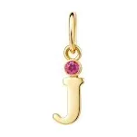 Přívěsek zlatý písmeno J s červeným zirkonem