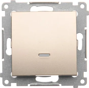 vypínač Tlačítko zapínací, s orientačním LED podsvětlením bez piktogramu, řazení, Simon 54 DP1AL.01/44, zlatá metalizovaná