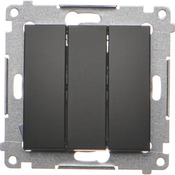 vypínač Tlačítko zapínací 3 násobné, řazení 1/0+1/0+1/0, 10 AX / 230 V~,, Simon 54 DP31.01/49, černá metalizovaná