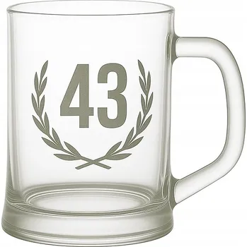 Sklenice Pivní sklenice na pivo, korbel, půllitr výroční 43 let pískovaný