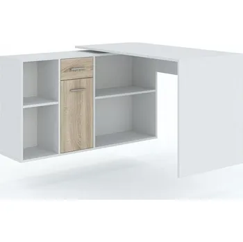 Psací stůl Pracovní stůl rozkládací MURET bílá/dub sonoma