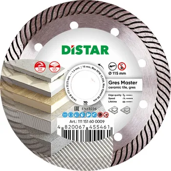 Řezný kotouč Distar - 115x1,4x10x22,23 7D GRES MASTER kotouč diamantový