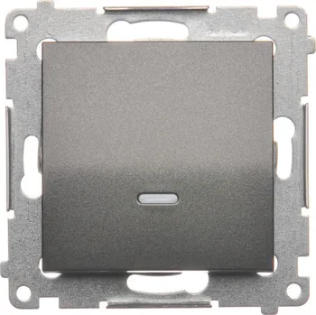 vypínač Vypínač jednopólový, s orientačním LED podsvětlením, řazení 1So, 10, Simon 54 DW1L.01/48, antracitová metalizovaná