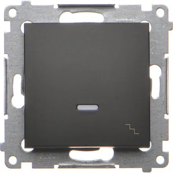 vypínač Vypínač střídavý, s orientačním LED podsvětlením, řazení 6So, 10 AX /, Simon 54 DW6L.01/49, černá metalizovaná