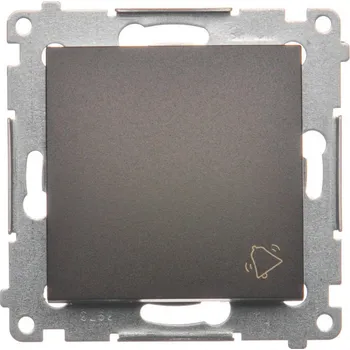 vypínač Tlačítko zapínací “zvonek”, řazení 1/0, 10 AX / 230 V~, bezšroubové, Simon 54 DD1.01/46, hnědá metalizovaná