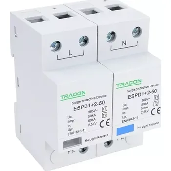 Přepěťová ochrana Tracon ESPD1+2-50-2P Svodič přepětí AC, typ T1+T2neodnímatelný modul (Tracon ESPD1+2-50-2P)