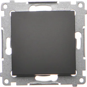 vypínač Tlačítko zapínací bez piktogramu, řazení 1/0, 10 AX / 230 V~, bezšroubové, Simon 54 DP1.01/49, černá metalizovaná