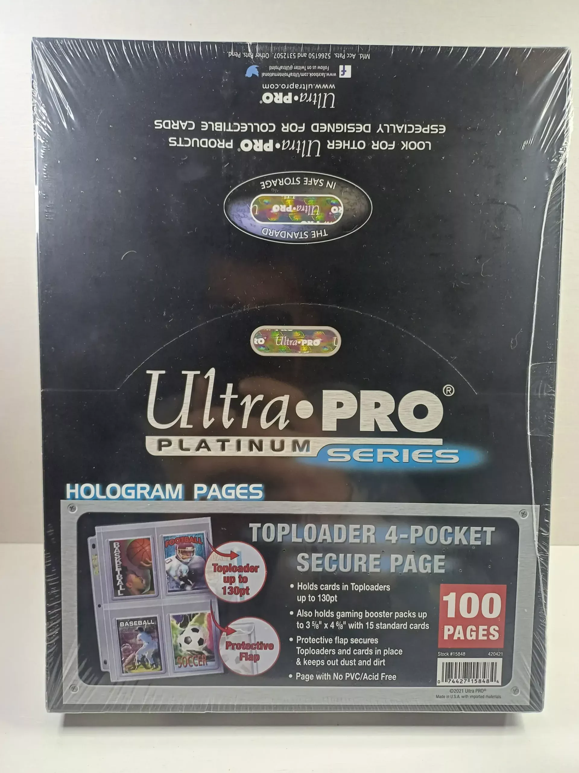 UltraPro Platinum stránka do alba na toploader, 4 kapsy - balení 100ks
