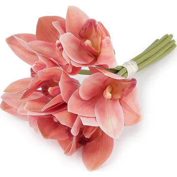 umělá květina Umělá orchidej svazek, střední, 4 pudrová